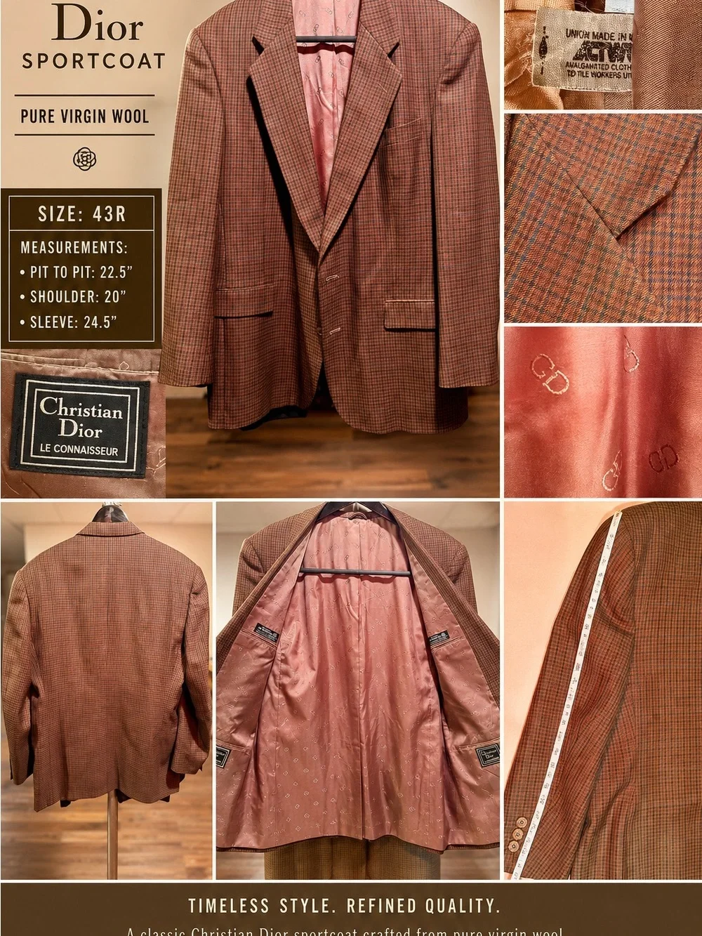 Dior Brown Glen Plaid Sportcoat with Tan Lining